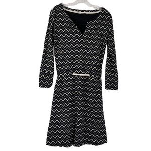 The North Face Dress Women S Black Cream Gray Chevron Knit Long Sleeve Tie Belt
